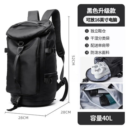 Men Leather Bucket Backpack Multifunctional Travel Bag Large Capacity Luggage Male Backpacks Travel Shoulder Bags