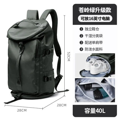 Men Leather Bucket Backpack Multifunctional Travel Bag Large Capacity Luggage Male Backpacks Travel Shoulder Bags