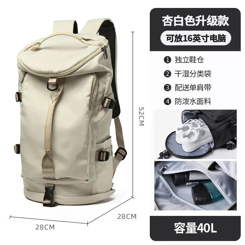 Men Leather Bucket Backpack Multifunctional Travel Bag Large Capacity Luggage Male Backpacks Travel Shoulder Bags