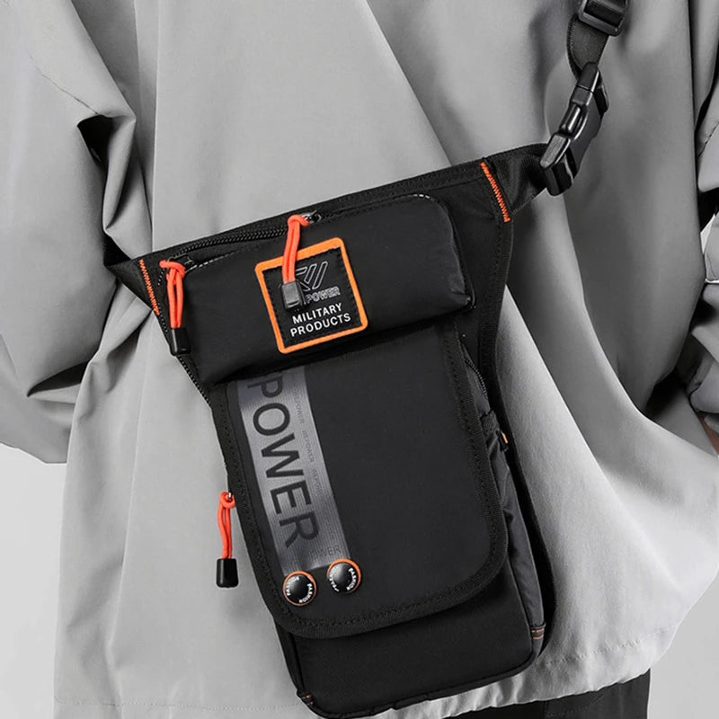 Men Leg Drop Bag Fanny Waist Pack for Motorcycle Rider Travel Military Nylon Male Cross body Shoulder Belt Hip Bum Thigh Bags