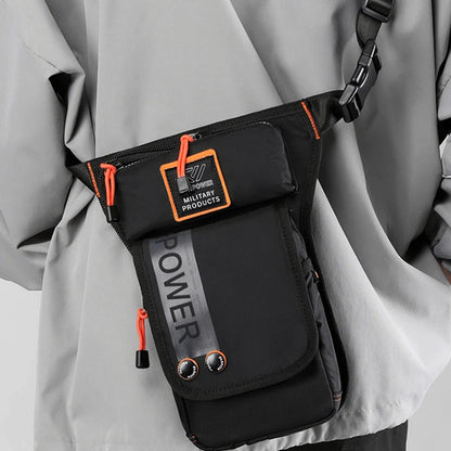 Men Leg Drop Bag Fanny Waist Pack for Motorcycle Rider Travel Military Nylon Male Cross body Shoulder Belt Hip Bum Thigh Bags