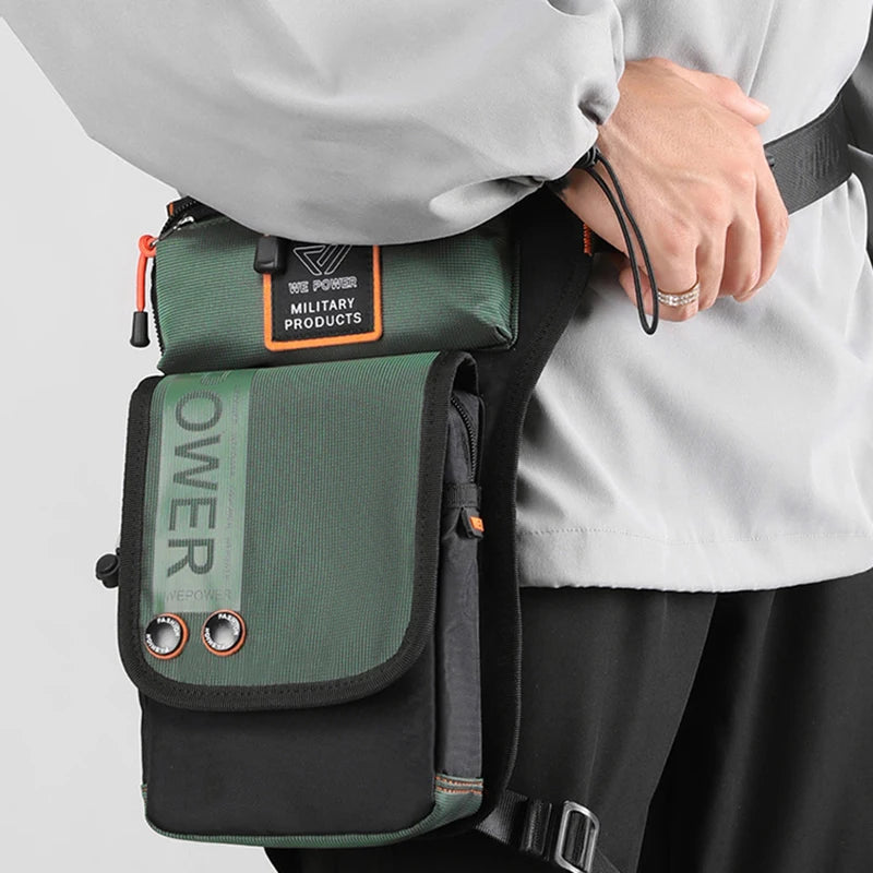 Men Leg Drop Bag Fanny Waist Pack for Motorcycle Rider Travel Military Nylon Male Cross body Shoulder Belt Hip Bum Thigh Bags