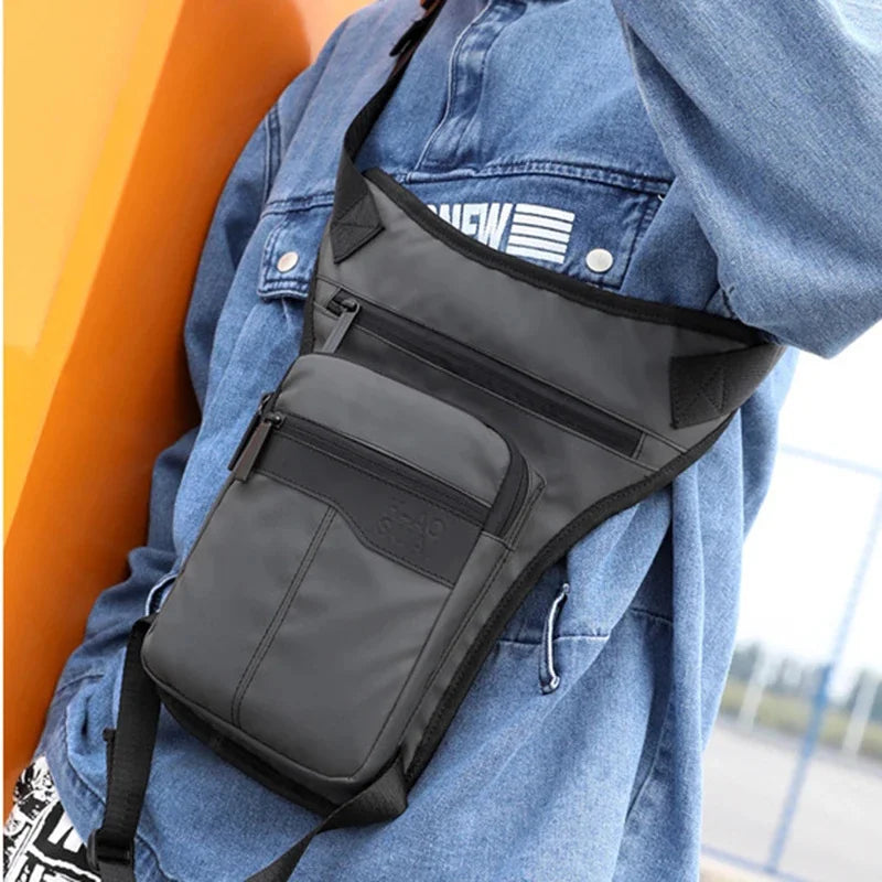 Men Leg Waist Belt Hip Fanny Pack for Motorcycle Rider Travel Shoulder Messenger Cross Body Male Nylon Thigh Drop Bag