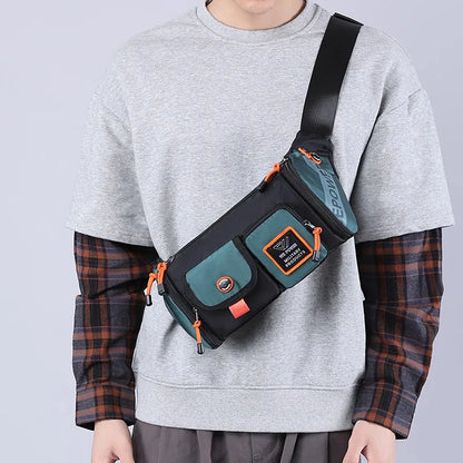 Men Leisure Fashion High-capacity Multiple Pockets Travel Crossbody Bag Nylon Chest Bags Men Shoulder Sling Bag Chest Waist Pack