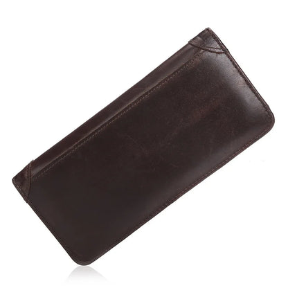 Men Long Wallet Bifold Purse Genuine Leather ID Card Holder Clutch Bags Retro Real Cowhide Male Cash Coin Purses Pocket Wallets