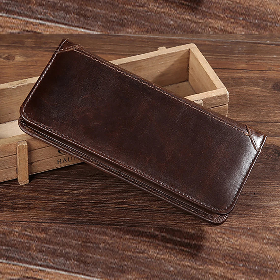 Men Long Wallet Bifold Purse Genuine Leather ID Card Holder Clutch Bags Retro Real Cowhide Male Cash Coin Purses Pocket Wallets