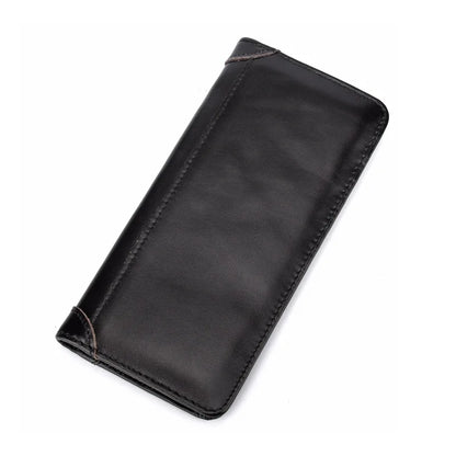 Men Long Wallet Bifold Purse Genuine Leather ID Card Holder Clutch Bags Retro Real Cowhide Male Cash Coin Purses Pocket Wallets
