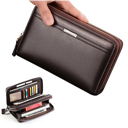 Men Long Wallet Purse Clutch Wrist Mobile Cell Phone Case Business Rtro Male PU Leather Cigarette Handy Money Bag Purses