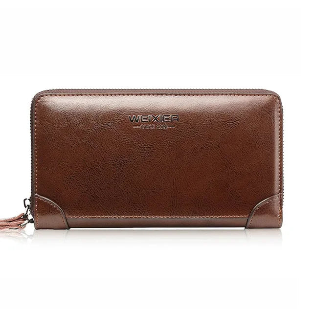 Men Long Wallet Purse Clutch Wrist Mobile Cell Phone Case Business Rtro Male PU Leather Cigarette Money Bag Handy Purses