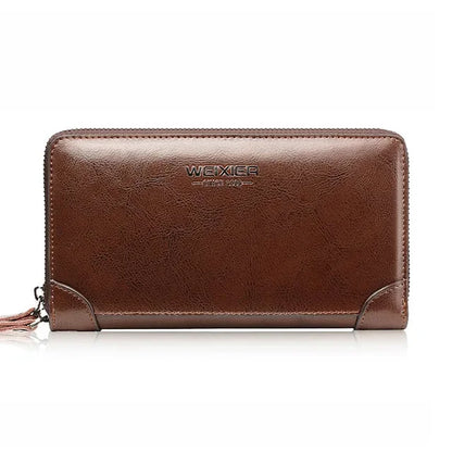 Men Long Wallet Purse Clutch Wrist Mobile Cell Phone Case Business Rtro Male PU Leather Cigarette Money Bag Handy Purses