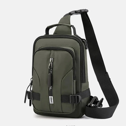 Men Mini Backpack Sling Cross Body Shoulder Rucksack with USB Charging Port Travel Nylon Male Side Messenger Chest Bag Pack