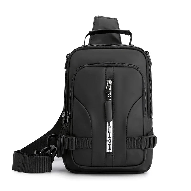 Men Mini Backpack Sling Cross Body Shoulder Rucksack with USB Charging Port Travel Nylon Male Side Messenger Chest Bag Pack
