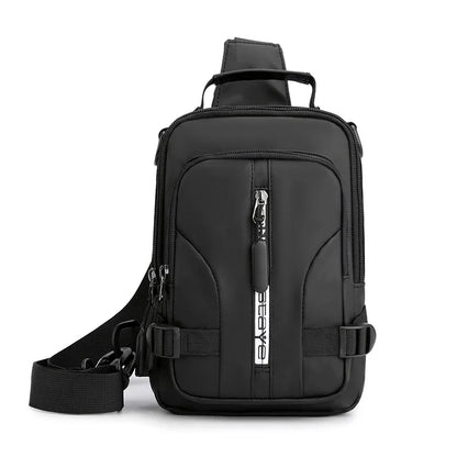 Men Mini Backpack Sling Cross Body Shoulder Rucksack with USB Charging Port Travel Nylon Male Side Messenger Chest Bag Pack