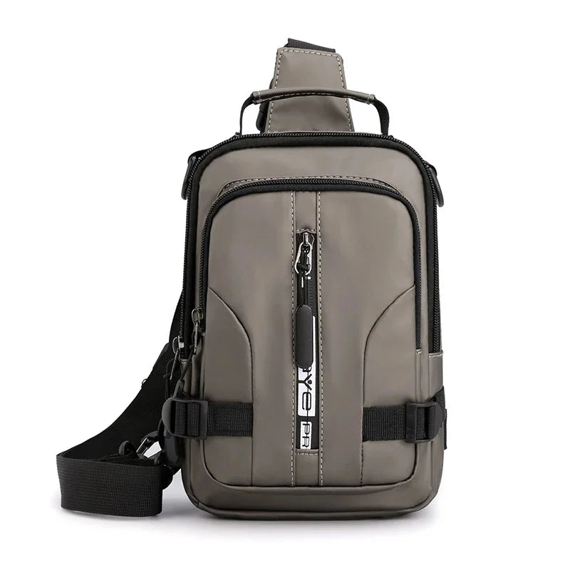 Men Mini Backpack Sling Cross Body Shoulder Rucksack with USB Charging Port Travel Nylon Male Side Messenger Chest Bag Pack