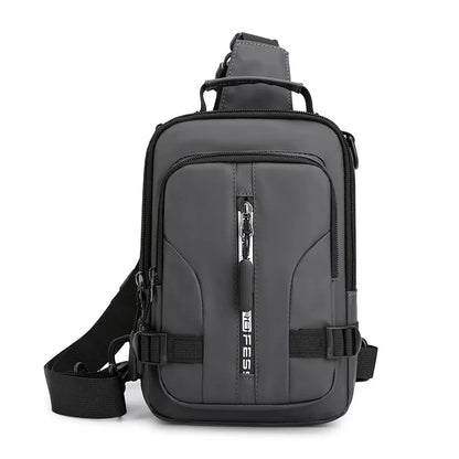 Men Mini Backpack Sling Cross Body Shoulder Rucksack with USB Charging Port Travel Nylon Male Side Messenger Chest Bag Pack