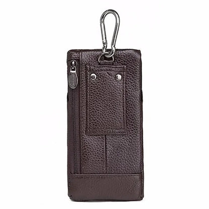 Men Mobile Cell Phone Case Cover Skin Waist Bags Genuine Leather Casual 5-6'' Real Cowhide Male Belt Fanny Pack Hook Bag