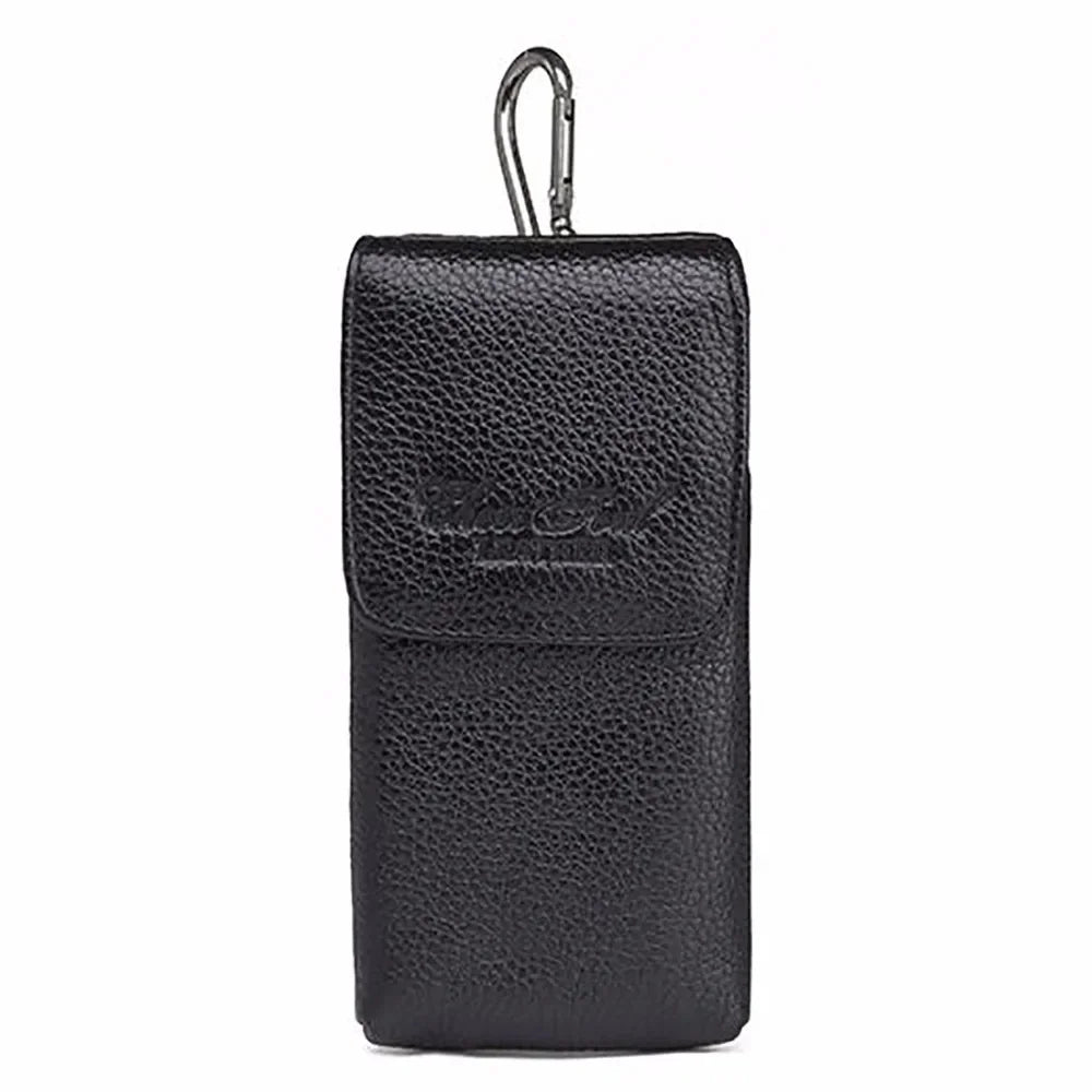 Men Mobile Cell Phone Case Cover Skin Waist Bags Genuine Leather Casual 5-6'' Real Cowhide Male Belt Fanny Pack Hook Bag