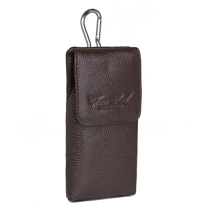 Men Mobile Cell Phone Case Cover Skin Waist Bags Genuine Leather Casual 5-6'' Real Cowhide Male Belt Fanny Pack Hook Bag
