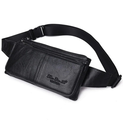 Men Natural Genuine Leather Sling Chest Cross body Bag Travel Belt Purse Pouch Soft Single Shoulder Messenger Waist Pack Bags