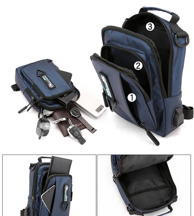 Men Nylon Backpack Rucksack Cross Body Shoulder Bags Military Travel Male Fashion Messenger Chest Pack Bag Knapsack 4 USES