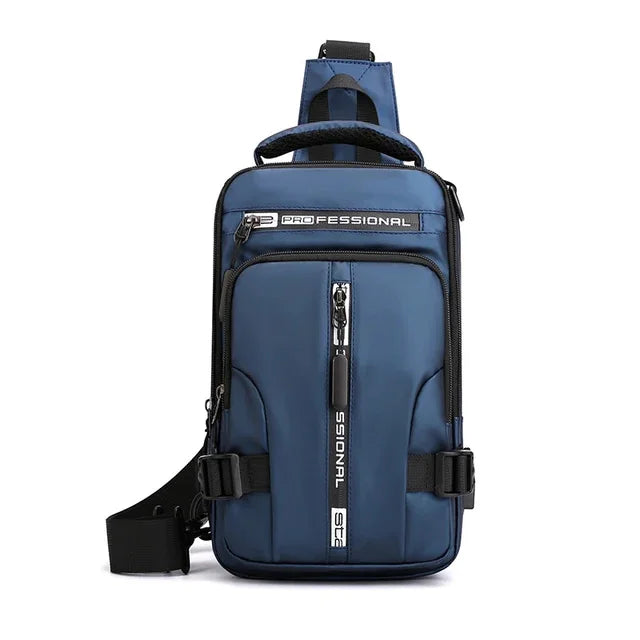 Men Nylon Backpack Rucksack Cross body Shoulder Bag with USB Charging Port Travel Male Knapsack Daypack Messenger Chest Bags New