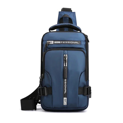 Men Nylon Backpack Rucksack Cross body Shoulder Bag with USB Charging Port Travel Male Knapsack Daypack Messenger Chest Bags New