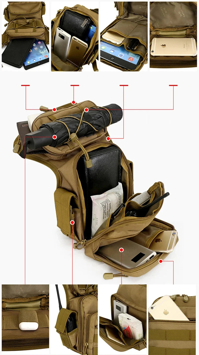 Men Nylon Drop Hip Leg Bag Fanny Travel Military Motorcycle Rider Shoulder Male Belt Bum Waist Pack Thigh Bags New