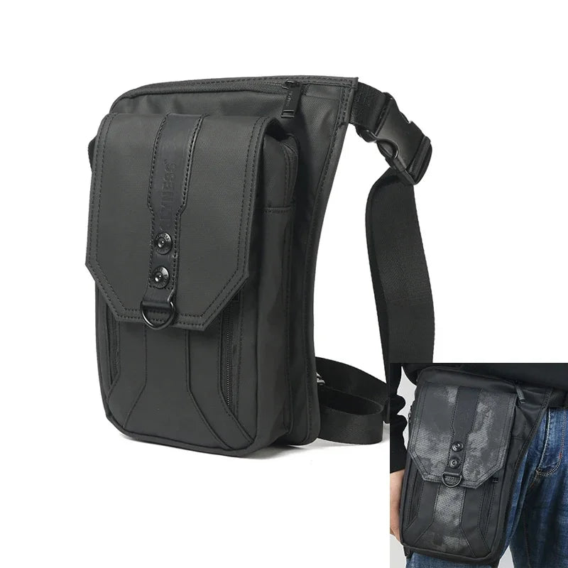 Men Nylon Fanny Leg Drop Bag Waterproof Motorcycle Rider Messenger Cross Body Male Thigh Hip Belt Bum Waist Pack Bags