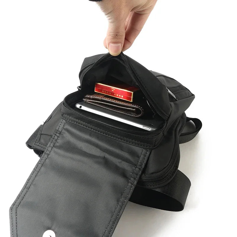 Men Nylon Fanny Leg Drop Bag Waterproof Motorcycle Rider Messenger Cross Body Male Thigh Hip Belt Bum Waist Pack Bags