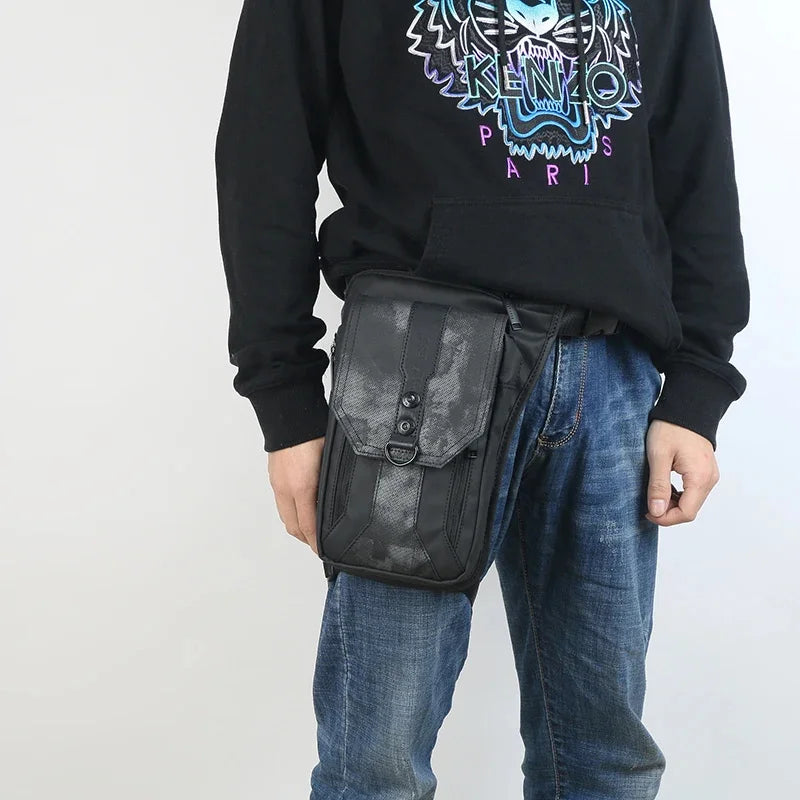 Men Nylon Fanny Leg Drop Bag Waterproof Motorcycle Rider Messenger Cross Body Male Thigh Hip Belt Bum Waist Pack Bags
