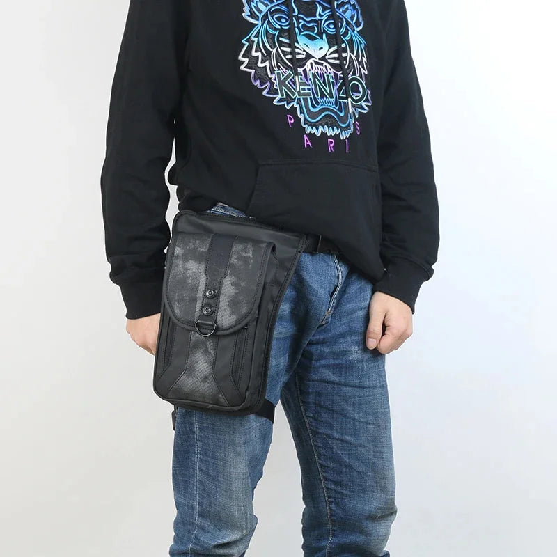 Men Nylon Fanny Leg Drop Hip Belt Bag Waterproof Motorcycle Rider Male Messenger Cross Body Bum Thigh Waist Pack Bags