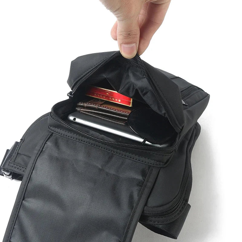 Men Nylon Fanny Leg Drop Hip Belt Bag Waterproof Motorcycle Rider Male Messenger Cross Body Bum Thigh Waist Pack Bags