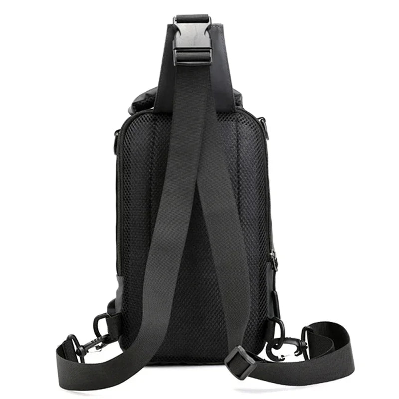Men Nylon Military Knapsack Messenger Chest Bags Multi-Functional USB Charging Interface Male Crossbody Rucksack Backpack Bag
