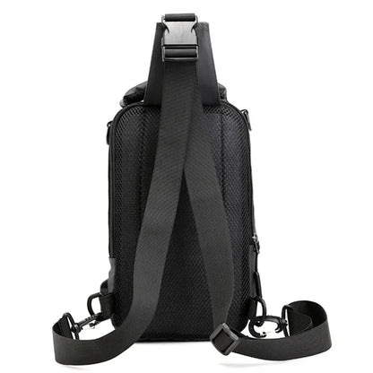 Men Nylon Military Knapsack Messenger Chest Bags Multi-Functional USB Charging Interface Male Crossbody Rucksack Backpack Bag