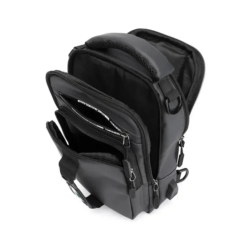 Men Nylon Military Knapsack Messenger Chest Bags Multi-Functional USB Charging Interface Male Crossbody Rucksack Backpack Bag