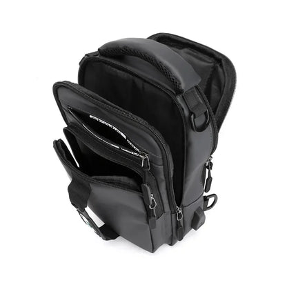 Men Nylon Military Knapsack Messenger Chest Bags Multi-Functional USB Charging Interface Male Crossbody Rucksack Backpack Bag