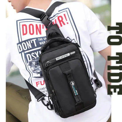 Men Nylon Military Knapsack Messenger Chest Bags Multi-Functional USB Charging Interface Male Crossbody Rucksack Backpack Bag
