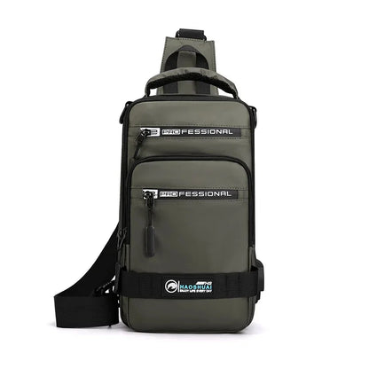 Men Nylon Rucksack Daypack Messenger with USB Charging Port Male Fashion Knapsack Backpack Cross body Sling Chest Pack Bag