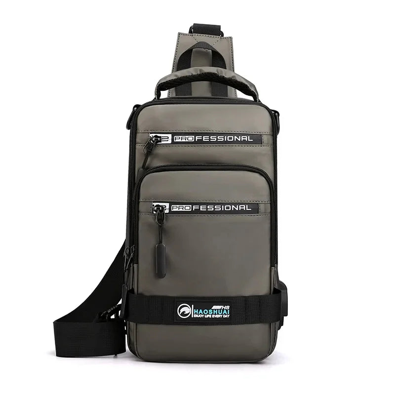 Men Nylon Rucksack Daypack Messenger with USB Charging Port Male Fashion Knapsack Backpack Cross body Sling Chest Pack Bag