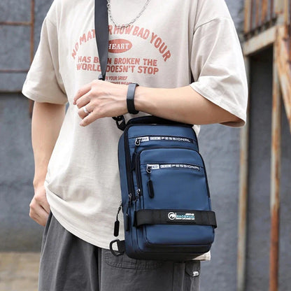 Men Nylon Rucksack Daypack Messenger with USB Charging Port Male Fashion Knapsack Backpack Cross body Sling Chest Pack Bag