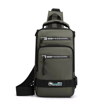 Men Nylon Rucksack Daypack Messenger with USB Charging Port Male Fashion Knapsack Backpack Cross body Sling Chest Pack Bag