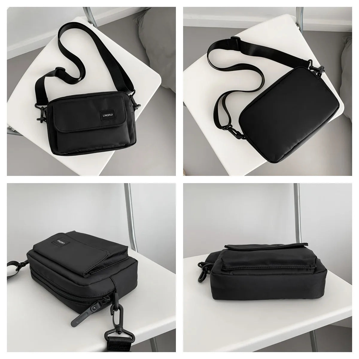 Men Nylon Street Fashion Trend Crossbody Bags Small-capacity Small Square Bag Man Light Casual Versatile Simplicity Shoulder Bag