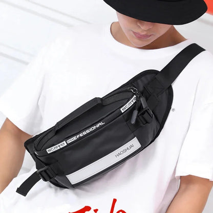 Men Nylon Waist Bags Fanny Single Chest Pack Multi-Functional Anti-theft Reflective Strip Shoulder Male Hip Bum Belt Bag