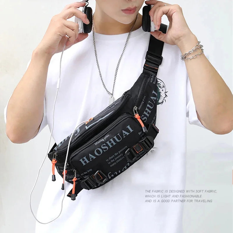 Men Nylon Waist Belt Bag Running Waterproof Multi-purpose Travel Male Sling Chest Fanny Pack Bum Hip Bags