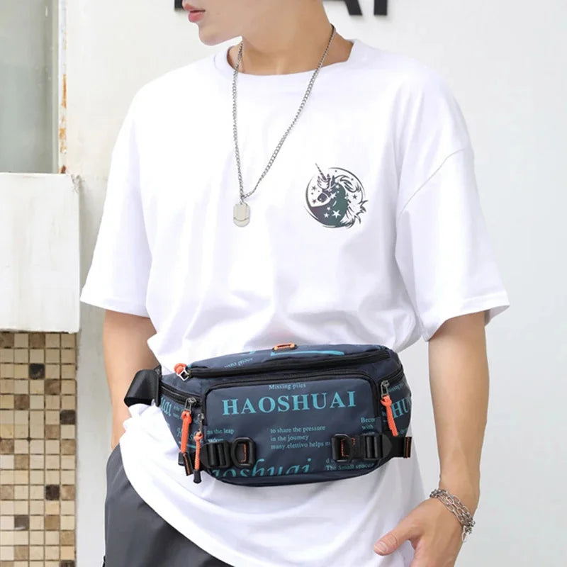 Men Nylon Waist Belt Bag Running Waterproof Multi-purpose Travel Male Sling Chest Fanny Pack Bum Hip Bags