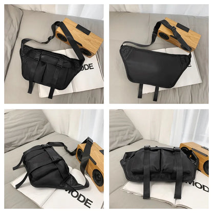 Men Nylon Waist Pack Belly Purse Waist Bag For Men Zipper Pocket Fashion Travel Sling Bags Crossbody Bag