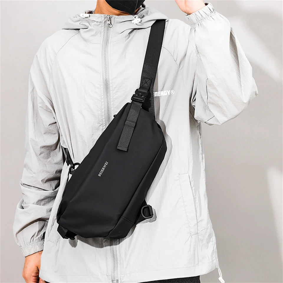 Men Nylon Waist Pack Belly Purse Waist Bag For Men Zipper Pocket Fashion Travel Sling Bags Crossbody Bag