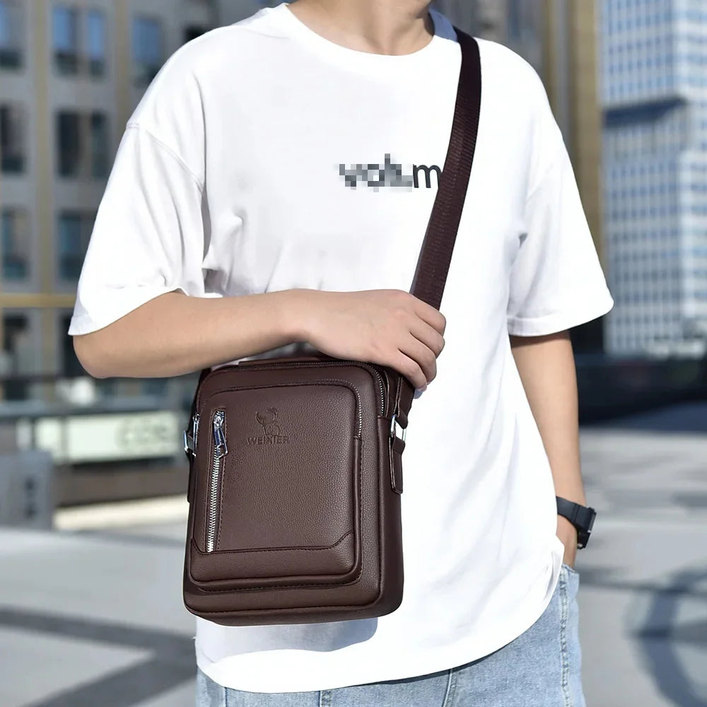 Men One Shoulder Cross body Bag Fashion Simple Casual Retro PU Leather Male Sling Messenger Bags