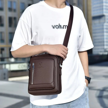 Men One Shoulder Cross body Bag Fashion Simple Casual Retro PU Leather Male Sling Messenger Bags