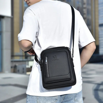 Men One Shoulder Cross body Bag Fashion Simple Casual Retro PU Leather Male Sling Messenger Bags